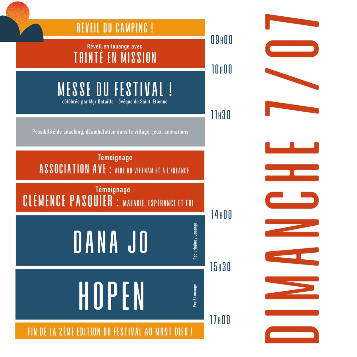 Prorammation détaillée du dimanche